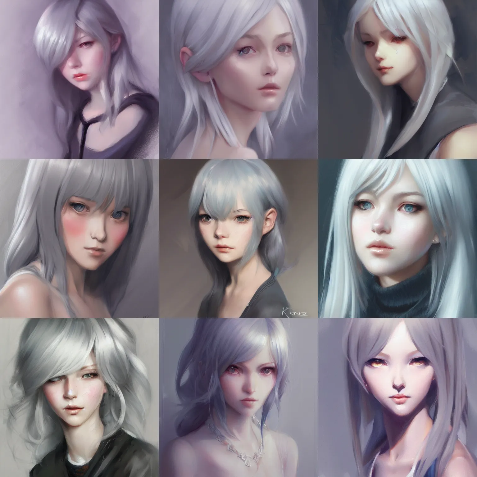 girl silver hair, trending on artstation, illustration | Stable ...