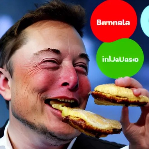 Prompt: elon musk eating a hamburger made of jeff bezos