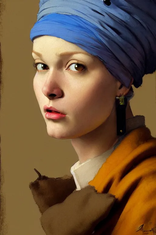 Image similar to full character portrait team fortress 2 video game character art not the girl with the pearl earring character design, painting by gaston bussiere, katsuya terada, nc wyeth, greg rutkowski, craig mullins, vermeer, frank frazetta, mucha, tom of finland, trending on artstation, jeffery catherine jones