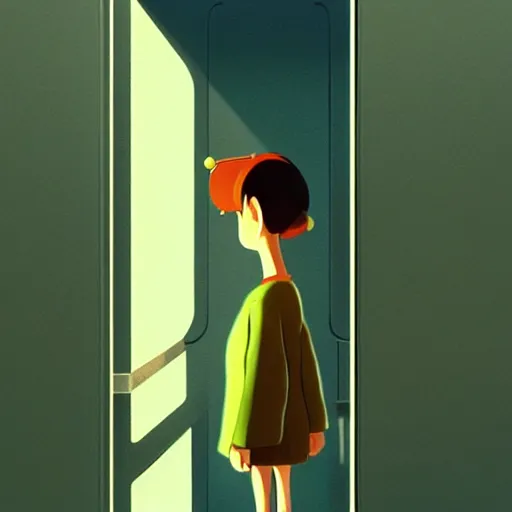 Prompt: Goro Fujita ilustration an elevator, painting by Goro Fujita, sharp focus, highly detailed, ArtStation