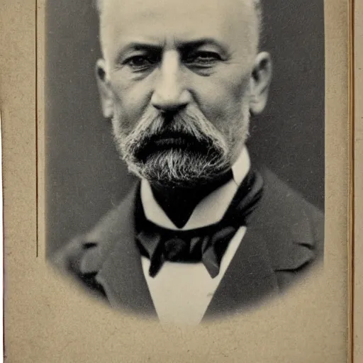 Image similar to victorian photograph of devlet bahceli, 1 8 9 0 s photography, 1 9 0 0, realistic face, symmetrical face, studio photograph, grainy, edwardian, old photo