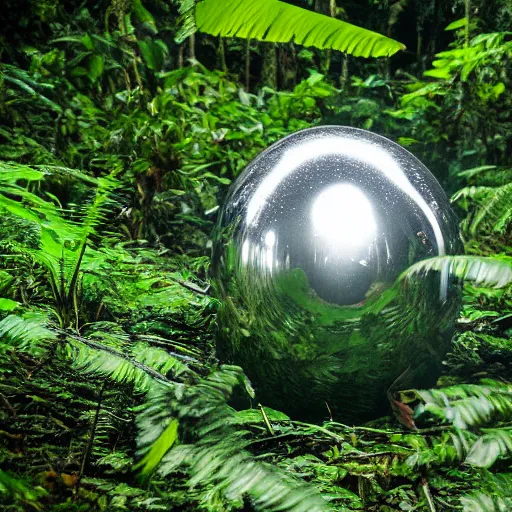 Image similar to photo of a chrome blob in the amazon rainforest