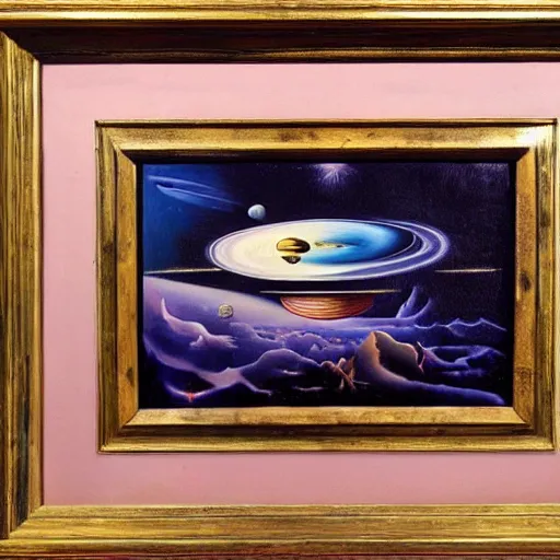 Image similar to A surrealist oil painting by Salvador Dali of outer space