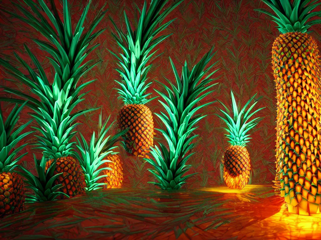 Prompt: a portal to a new world inside of a sculpture of a deer skeleton beautifully sculpted out of glass, flowering pineapples, transcendent, vibrant color, clean linework, finely detailed, 4 k, trending on artstation, photorealistic, volumetric lighting, octane render