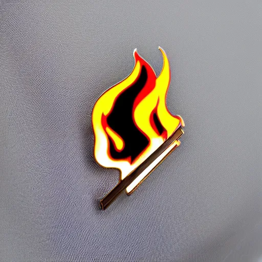 Image similar to a diamond enamel pin depicting a minimalistic clean illustration fire flames warning label, smooth curves