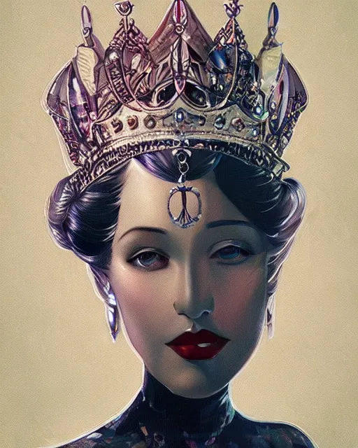 Image similar to portrait of a queen, art deco style, beautiful, elegant, mesmerizing, concept art, highly detailed, smooth, fantastical, artstation, trending, sana takeda