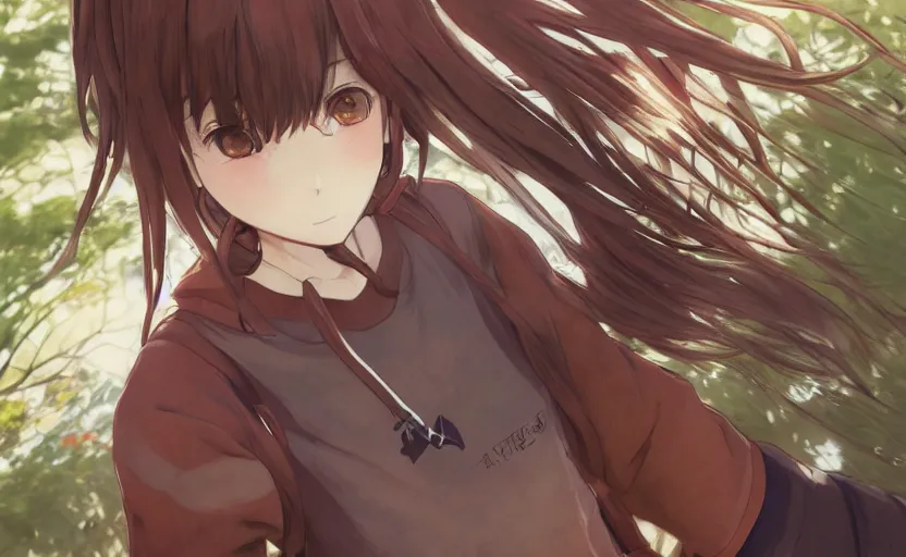 Prompt: anime style, from arknights, a girl is running, red sport clothing, marathon, brown short hair, hair down, symmetrical facial features, hyper realistic, rule of thirds, extreme detail, detailed 4 k drawing, safebooru, realistic lighting, by alphonse mucha, greg rutkowski, sharp focus, backlit