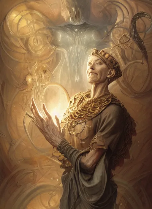 Image similar to god's envisionment, shamanic poste, elegant, highly detailed, centered, digital painting, artstation, concept art, smooth, sharp focus, illustration, artgerm, tomasz alen kopera, peter mohrbacher, donato giancola, joseph christian leyendecker, wlop, frank frazetta