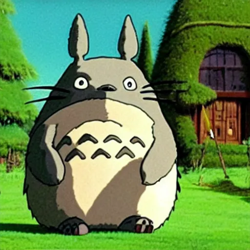 Prompt: totoro and larry david, ghibli film