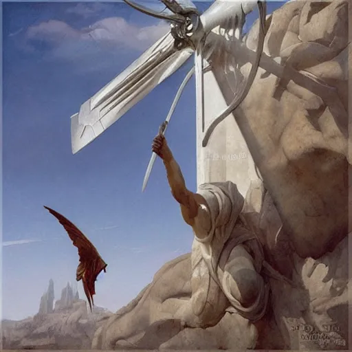 Prompt: defined straight level accurate square wind turbine propeller winged in Hand Crafted from marble by Michelangelo buonarotti. Painting by greg rutkowski Donato Giancola Jeff Simpson stamp acrylic