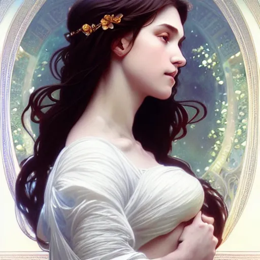 Prompt: perfectly detailed goddess princess of white roses!! blessed by nature with ever - increasing physical mental perfection, intricate, highly detailed, biblical divine holy perfection!! digital painting, artstation, concept art, smooth, sharp focus, illustration, art by artgerm and greg rutkowski and alphonse mucha