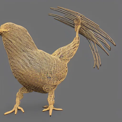 Prompt: 4 th dimensional chicken render, wireframe, unreal engine