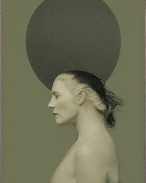 Image similar to a woman's face in profile, made of a snow capped Swiss mountain, in the style of the Dutch masters and Gregory Crewdson, dark and moody