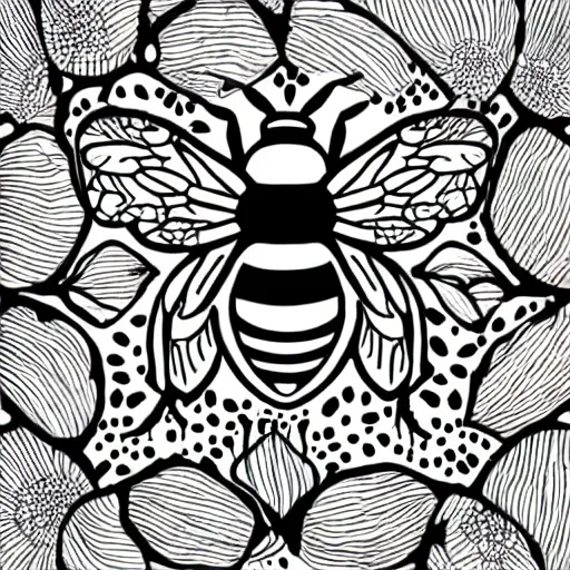 Image similar to black and white illustration, creative design, bee