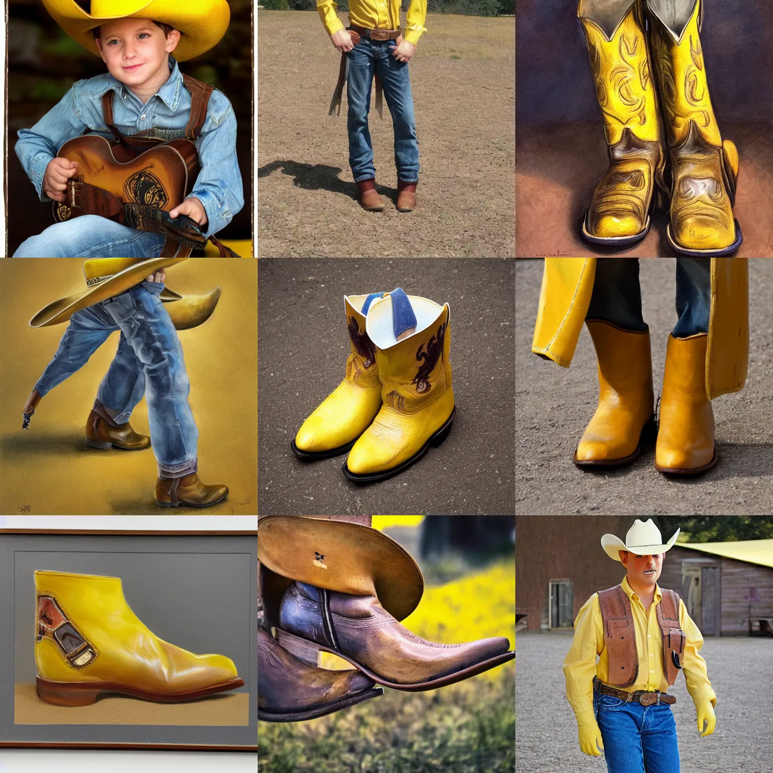 Prompt: yellow foot cowboy