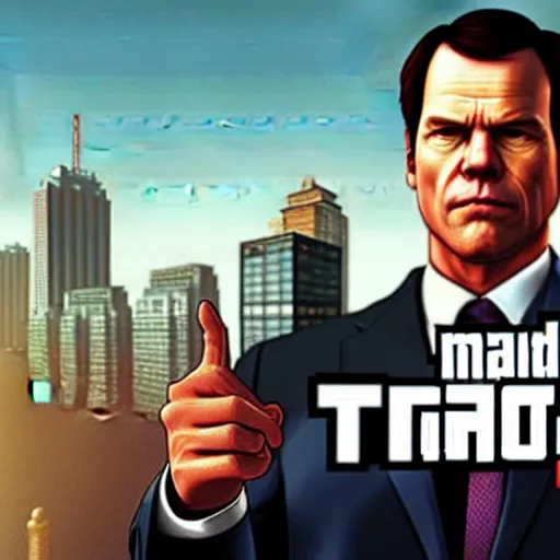 Prompt: mark rutte as grand theft auto v cover art,