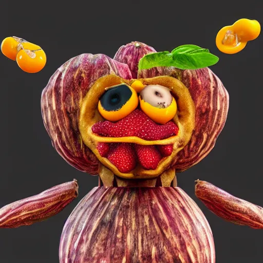 Image similar to giuseppe arcimboldo, potato head, fruit monster, unreal engine, new scifi movie