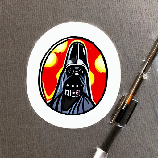 Image similar to a sticker illustration of a dog as a sith lord