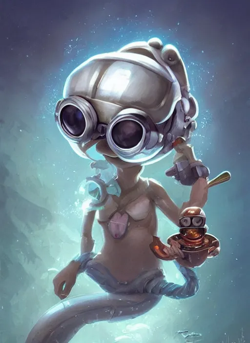 Image similar to cute little anthropomorphic cleaner shrimp sealer wearing light goggles, tiny, small, miniature animal, baby animal, short, pale blue armor, cute and adorable, pretty, beautiful, DnD character art portrait, matte fantasy painting, DeviantArt Artstation, by Jason Felix by Steve Argyle by Tyler Jacobson by Peter Mohrbacher, cinematic lighting