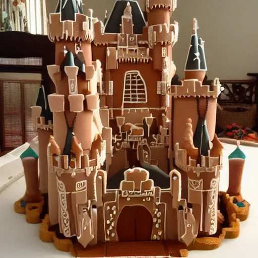 Image similar to castle by walt disney made out of gingerbread and stuff