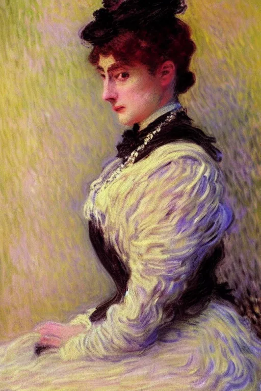 Image similar to victorian lady, painting by monet detailed art, artstation