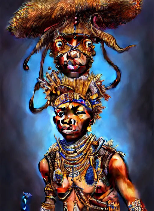 Prompt: : dogon tribe fantasy, fantasy magic, , intricate, sharp focus, illustration, highly detailed, digital painting, concept art, matte, jahbu art and Paul lewin and kehinde wiley, masterpiece