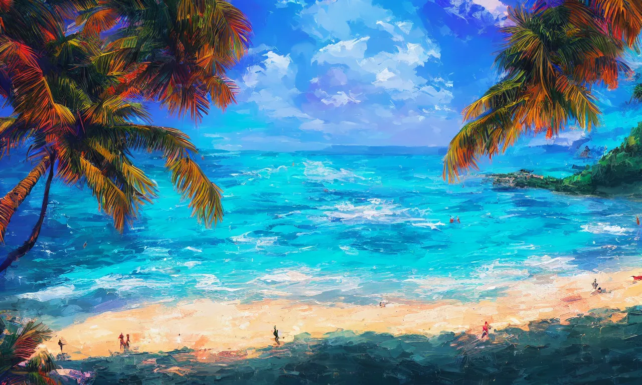 Prompt: paradise beach by alena aenami artworks in 4 k