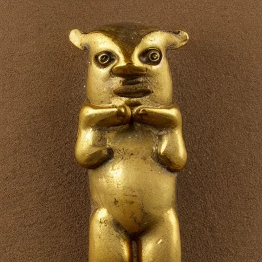 Image similar to a pre-columbian gold figurine of a badger