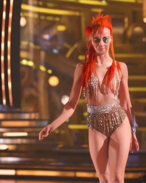 Prompt: leeloo from the 5th element on dancing with the stars, 4k tv still, cdx