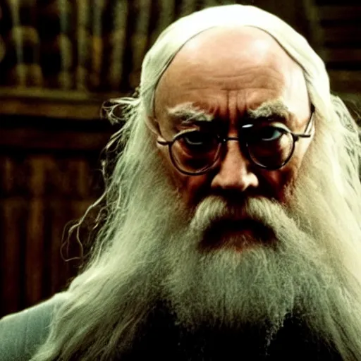 Image similar to Movie still of Albus Dumbledore in Matrix