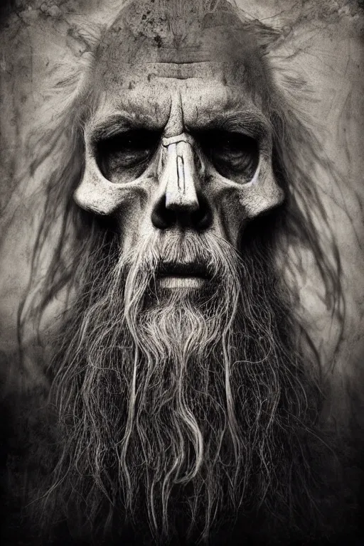 Prompt: portrait of the skull!!!!!!!!! ( ( ( ( of gandalf ) ) ) ) by lee jeffries