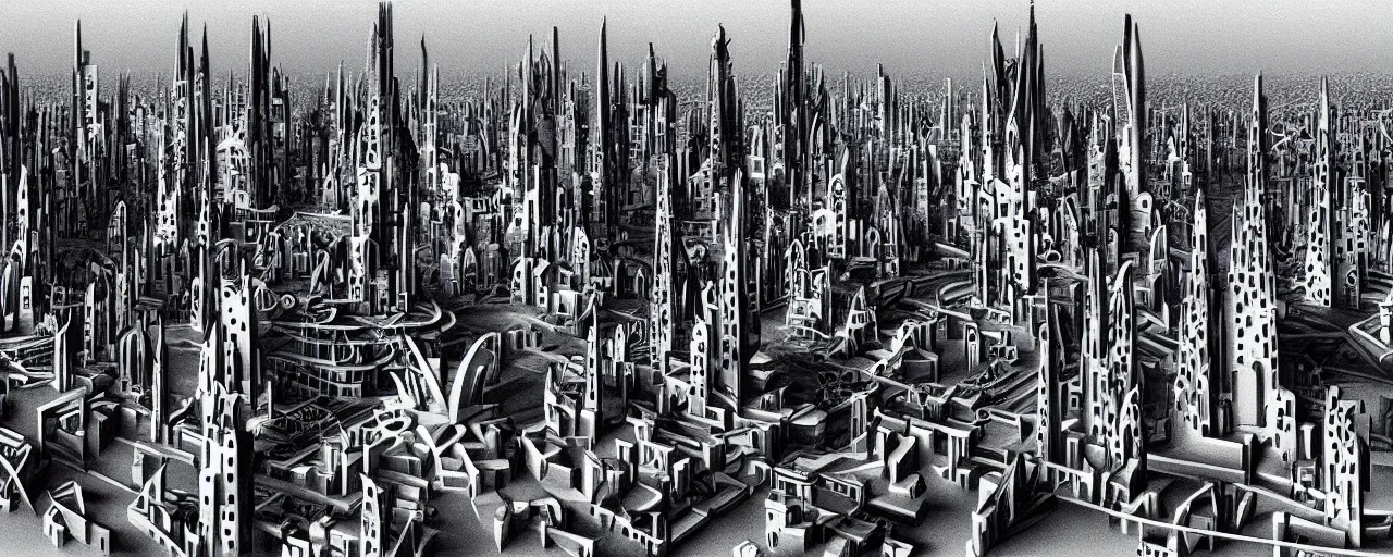 Image similar to futuristic city, designed by gaudi