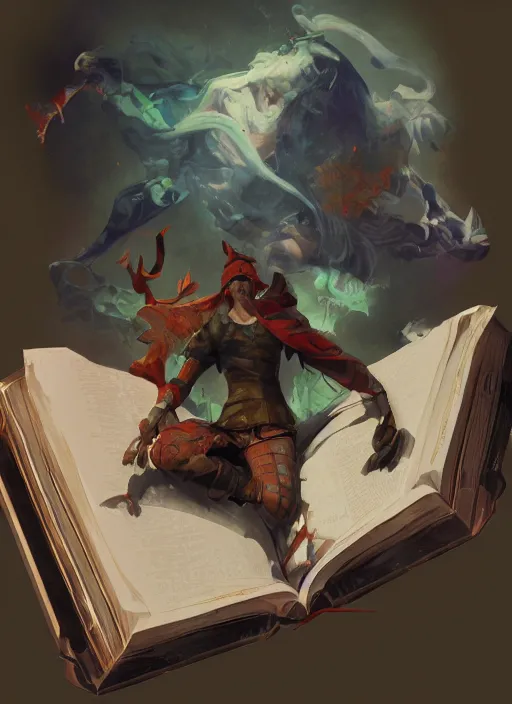 Prompt: semi realistic gouache painting, by bana benedick, by ruan jia, by eng kilian, by denning guy online artists, detailed anime 3 d render of a giant magic book, a magical book, cgsociety, artstation, rococo mechanical, digital reality, sf 5 ink style,