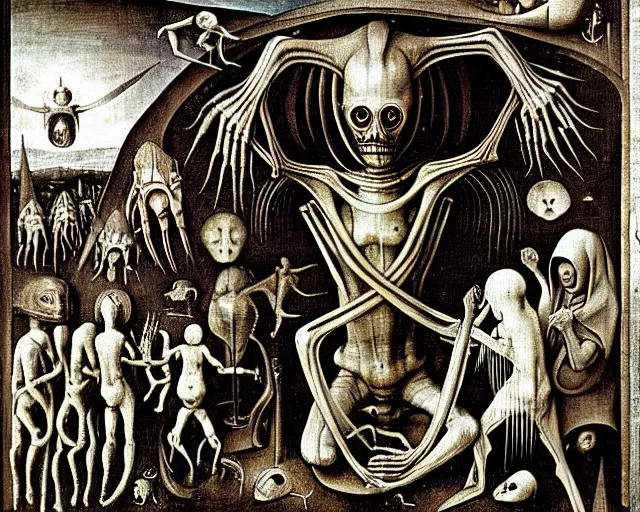 Image similar to the miracle of life by H.R.Giger, hieronymus bosch H 768