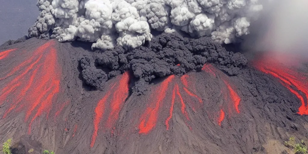 Image similar to Great volcanic eruption, Frida style.