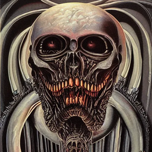 Prompt: necronom v painting by h. r. giger