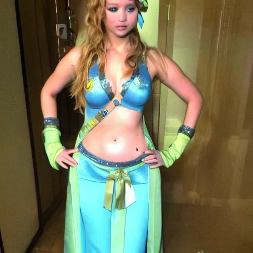 Prompt: Jennifer Lawrence as Crystal Maiden, full body shot