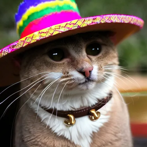 Image similar to a mexican cat wearing a sombrero and bandolier