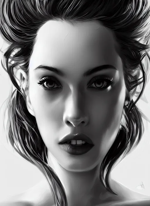 Image similar to up close portrait of a beautiful woman in black and white, art by diego fazio and diegoKoi and oscar Ukono, concept art, sharp focus, artgerm, 8k highly detailed