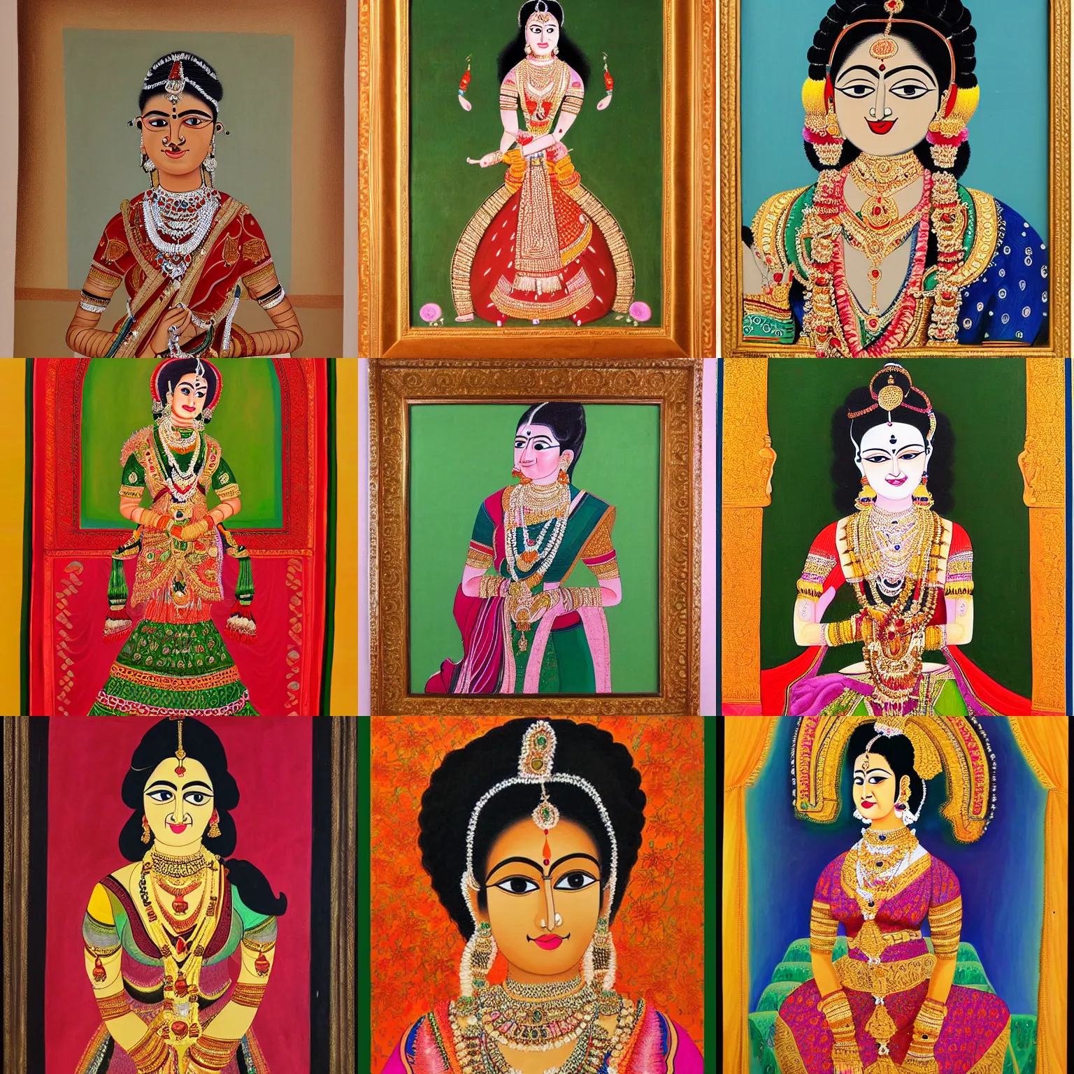 Prompt: a portrait of an elegant lady, patachitra painting