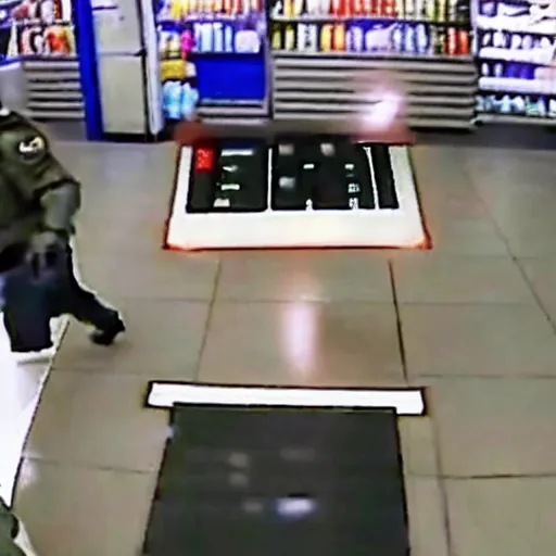 Image similar to reddit moderator caught shoplifting on cctv, 240p camera, blurry image, trending on Reddit