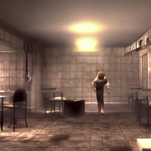 Prompt: a still of breakfast at tiffany's, 2 0 0 3 silent hill 3 graphics ps 2 visuals aesthetic