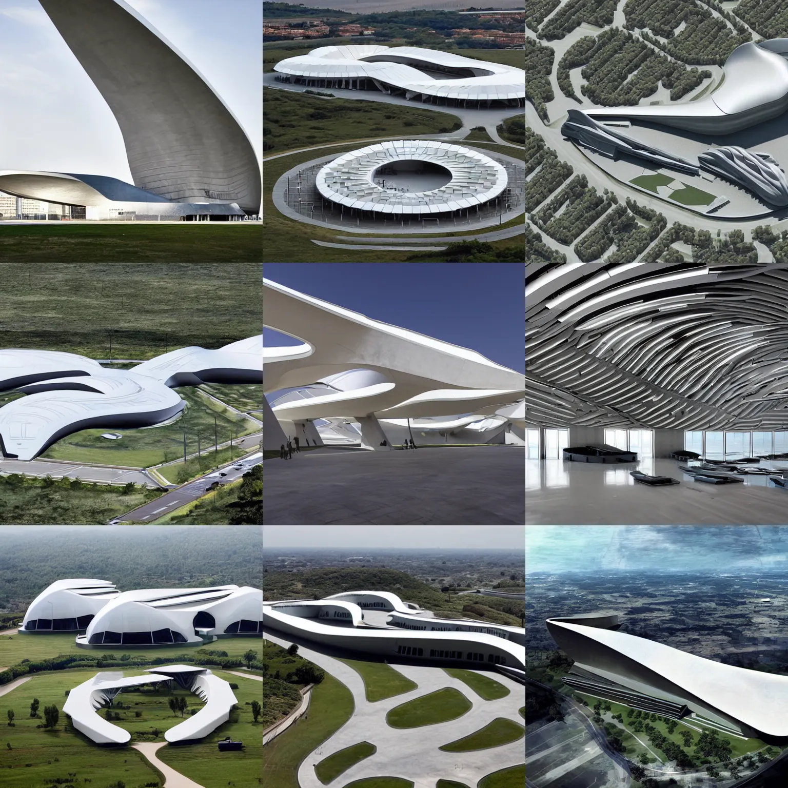 Prompt: a military base designed by zaha hadid