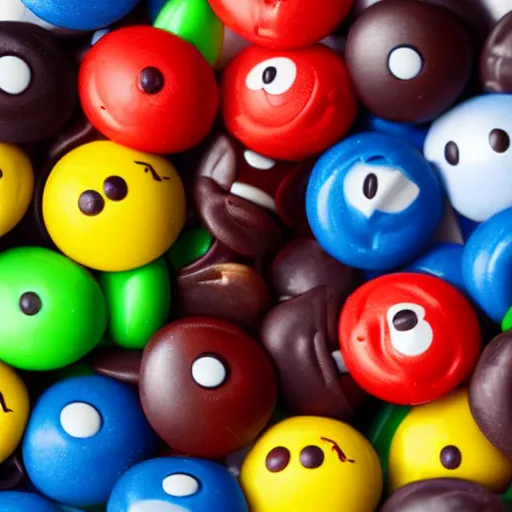 Prompt: M&M's candy as different smilies , 8k hd dof