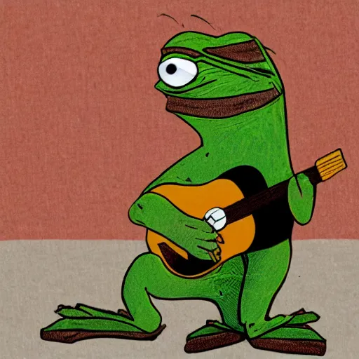 Image similar to sad pepe guitarist