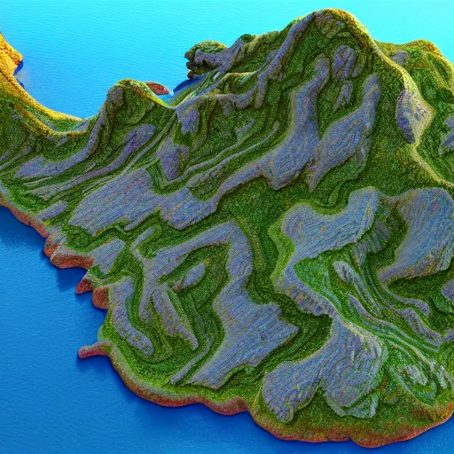 Image similar to topographical dreamscape island, high quality 8 k resolution, trending on artstation, hyperdetailed, geologic contours