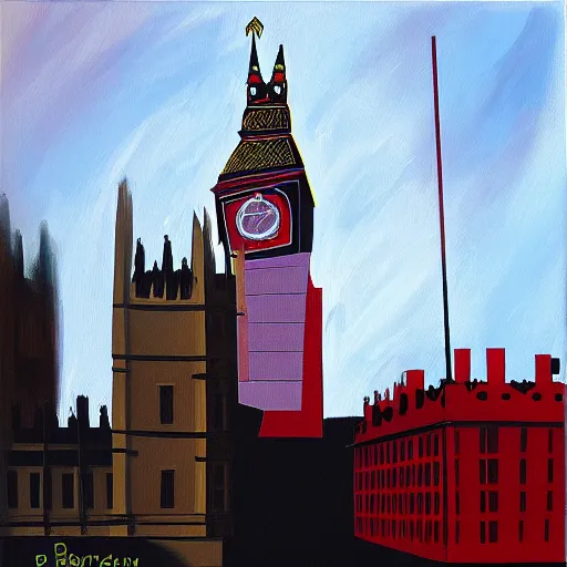 Image similar to Constructivism painting of Big Ben