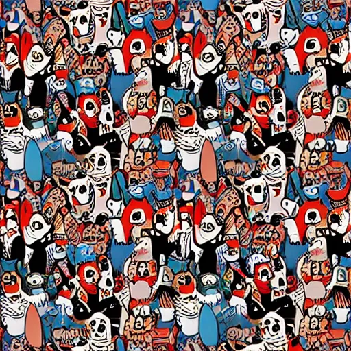 Image similar to where's waldo illustration of cats