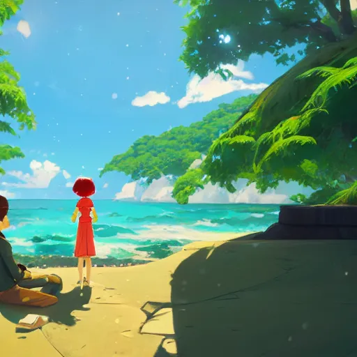 Prompt: enjoying the holidays in seychelles, detailed, cory loftis, james gilleard, atey ghailan, makoto shinkai, goro fujita, studio ghibli, rim light, exquisite lighting, clear focus, very coherent, plain background