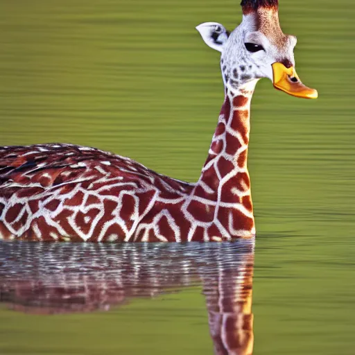 Image similar to duck giraffe hybrid, bold natural colors, national geographic photography, masterpiece, full shot